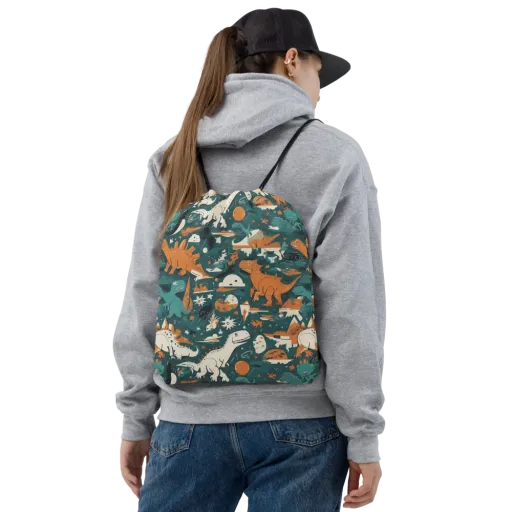 Cretaceous Carnival on a Drawstring Bag