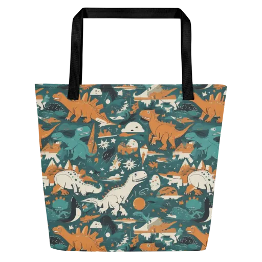 Cretaceous Carnival on a Large Tote Bag W/ Pocket