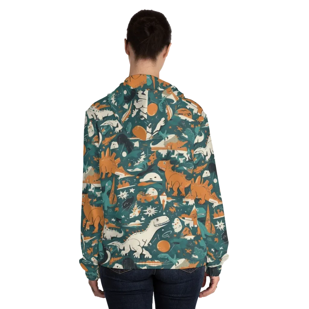 Cretaceous Carnival on Women's Full-Zip Hoodie — Back On Person