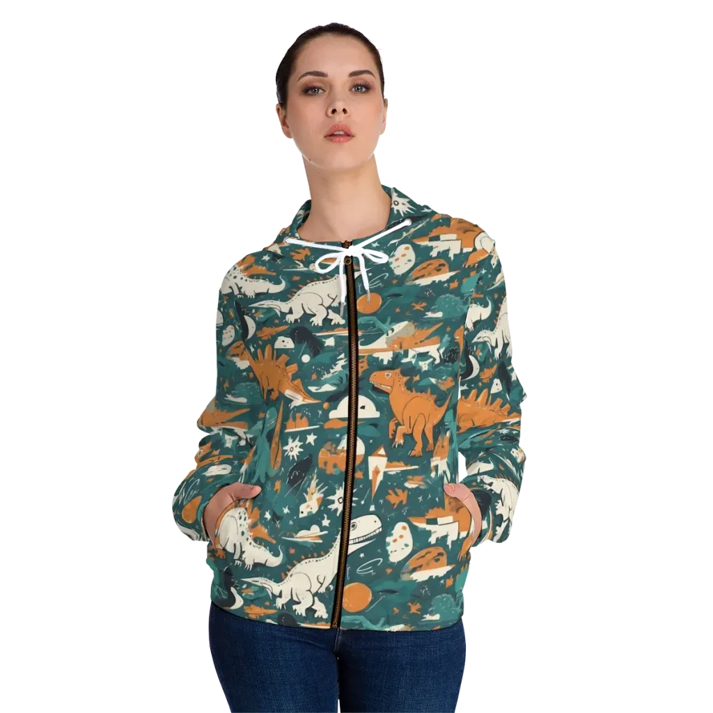 Cretaceous Carnival on Women's Full-Zip Hoodie — Front On Person