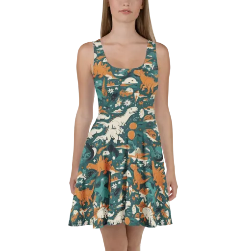 Cretaceous Carnival on a Skater Dress