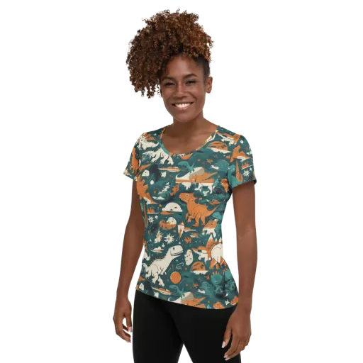 Cretaceous Carnival on a Women's Athletic T-Shirt