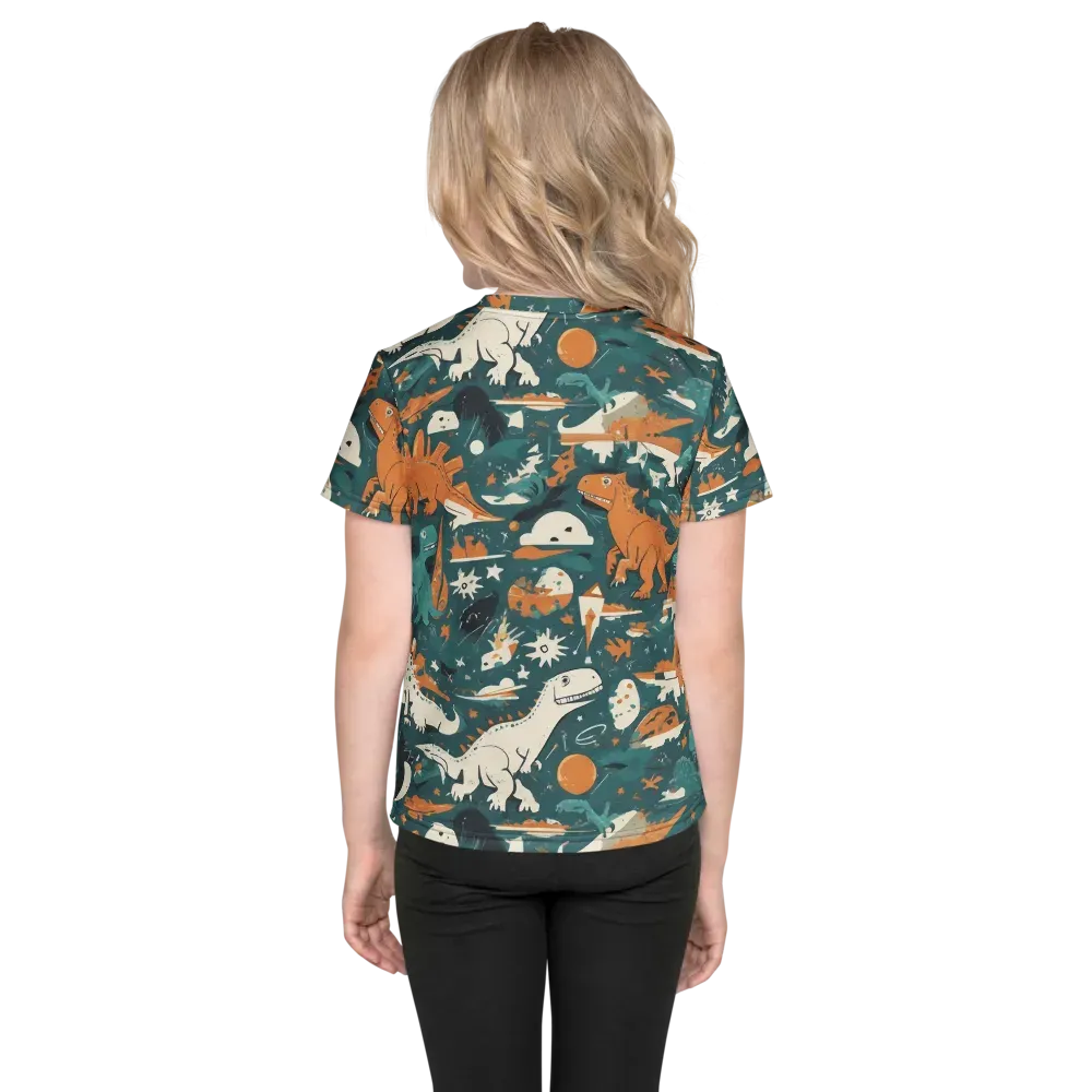 Cretaceous Carnival on Kids Crew Neck T-Shirt — Back