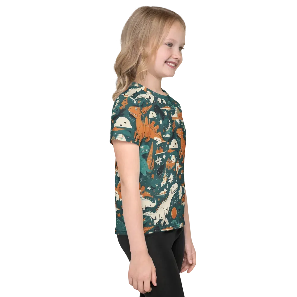 Cretaceous Carnival on Kids Crew Neck T-Shirt — Right