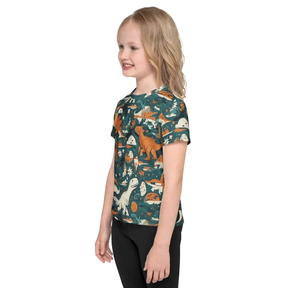 Cretaceous Carnival on Kids Crew Neck T-Shirt — Left