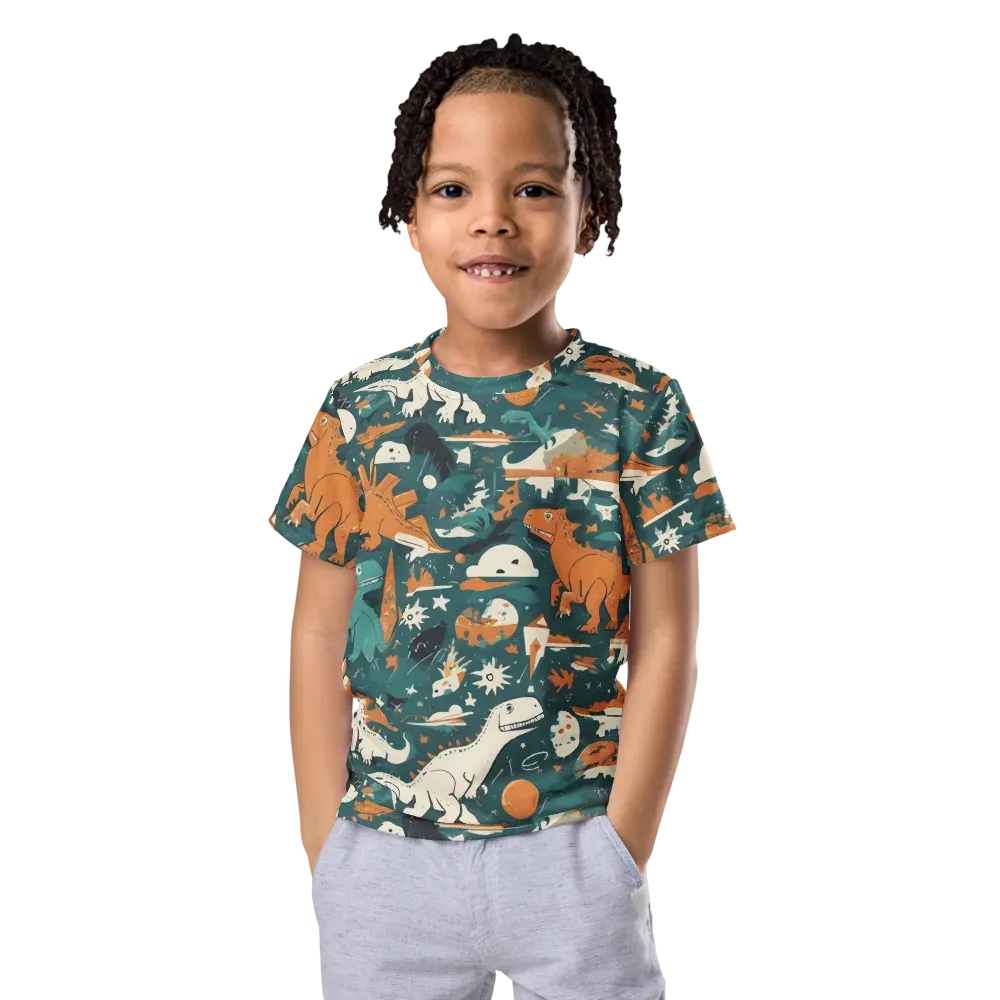 Cretaceous Carnival on Kids Crew Neck T-Shirt — Front