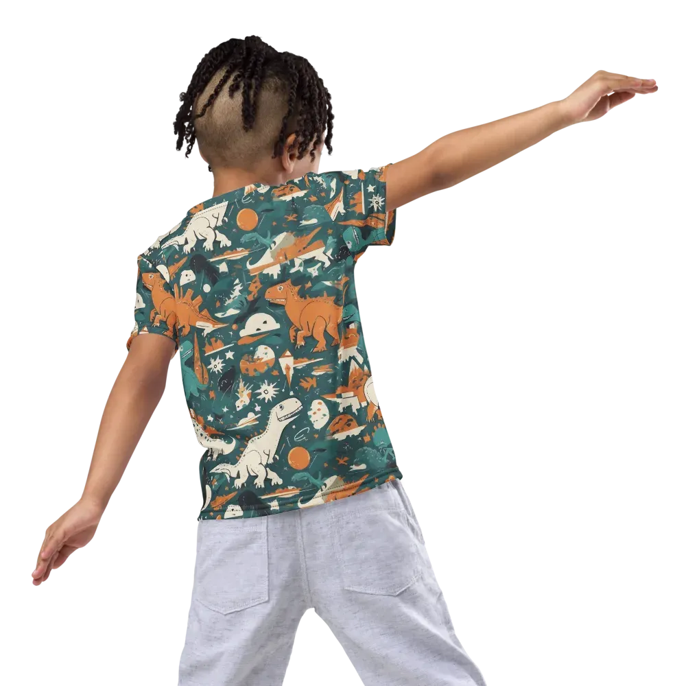 Cretaceous Carnival on Kids Crew Neck T-Shirt — Back
