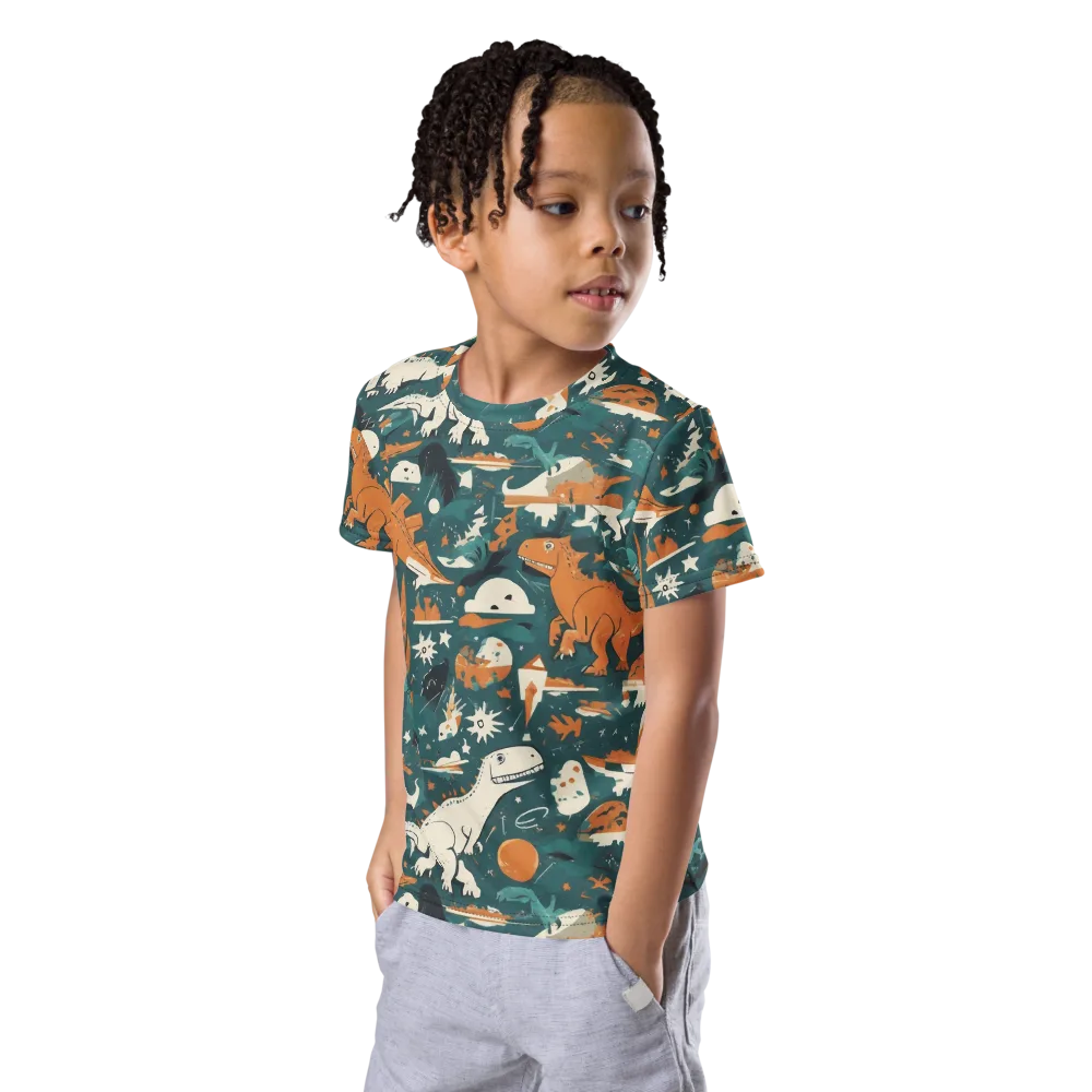 Cretaceous Carnival on Kids Crew Neck T-Shirt — Left Front