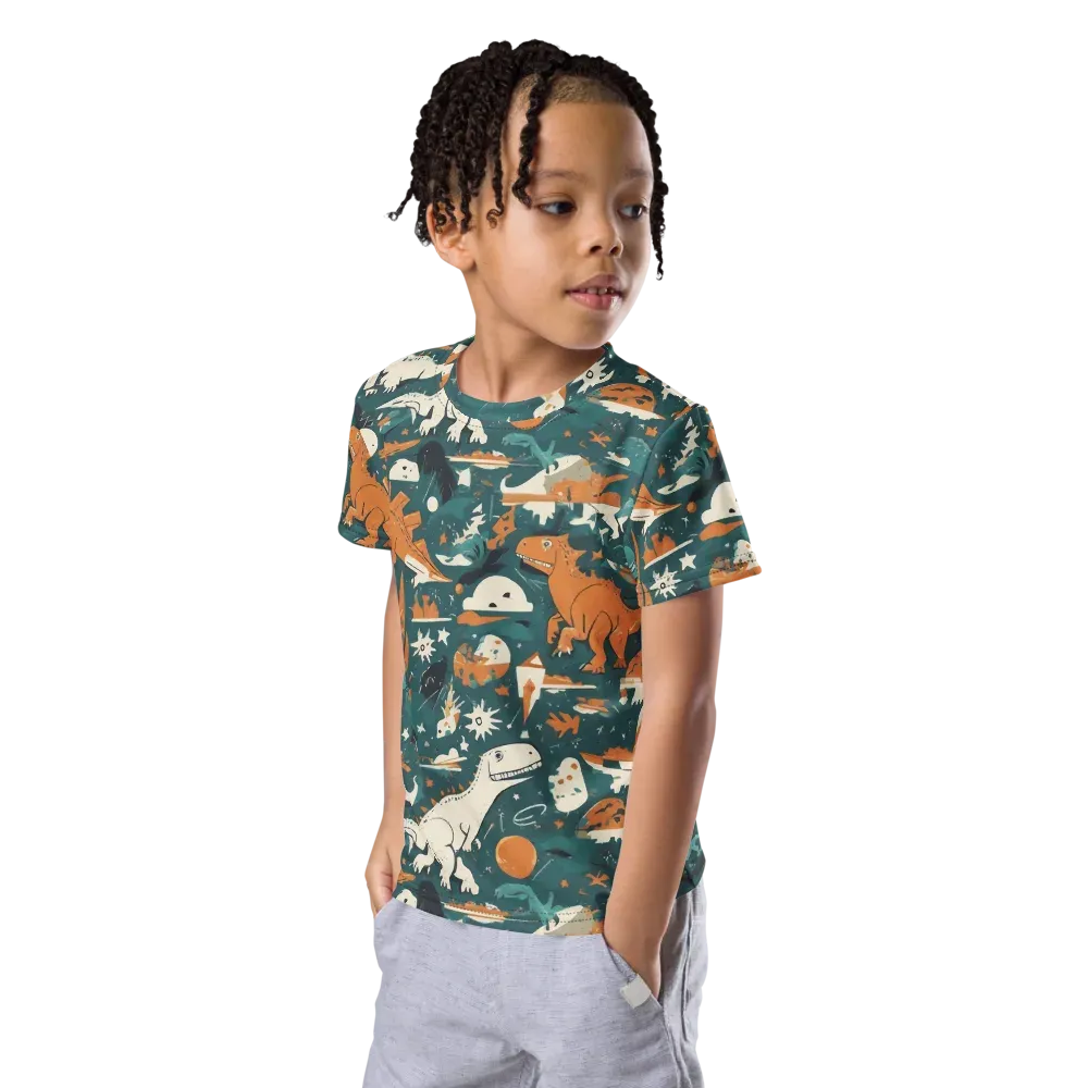 Cretaceous Carnival on Kids Crew Neck T-Shirt — Left Front