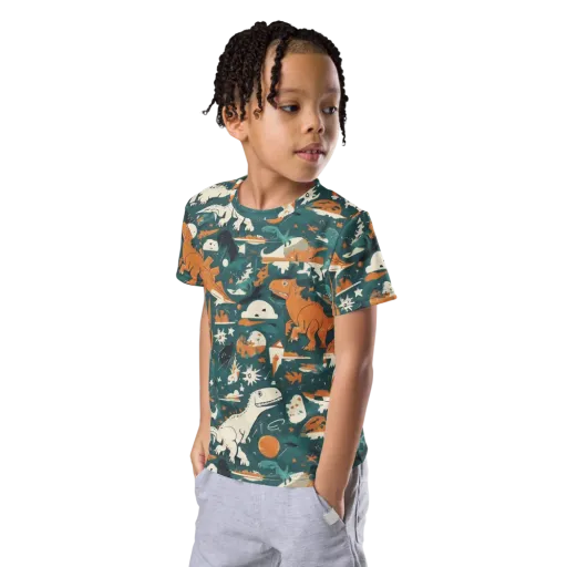 Cretaceous Carnival on a Kids Crew Neck T-Shirt