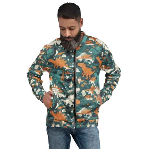 Cretaceous Carnival on a Bomber Jacket