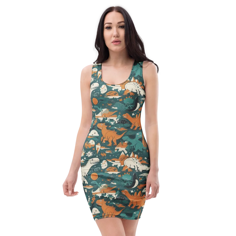 Cretaceous Carnival on Bodycon Dress — Front