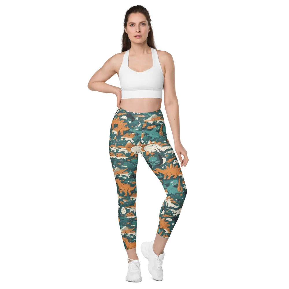 Cretaceous Carnival on Leggings with Pockets — Front