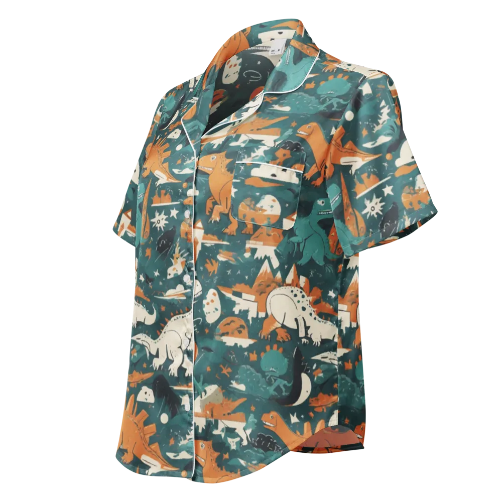 Cretaceous Carnival on Women's Short Sleeve Pajama Top — Left Front