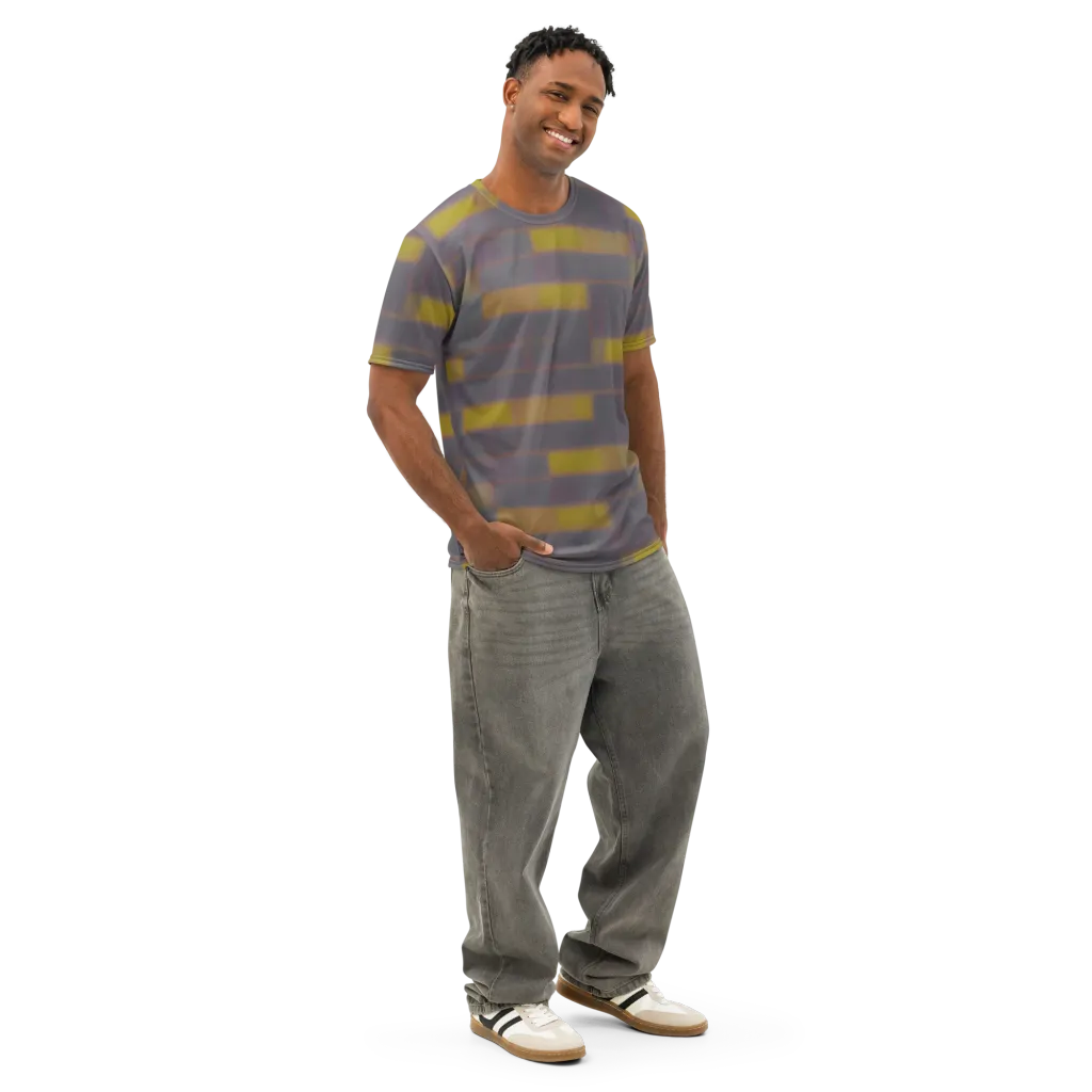 Dusky Mosaic on Men's Cotton Crew Neck T-Shirt — Right Front