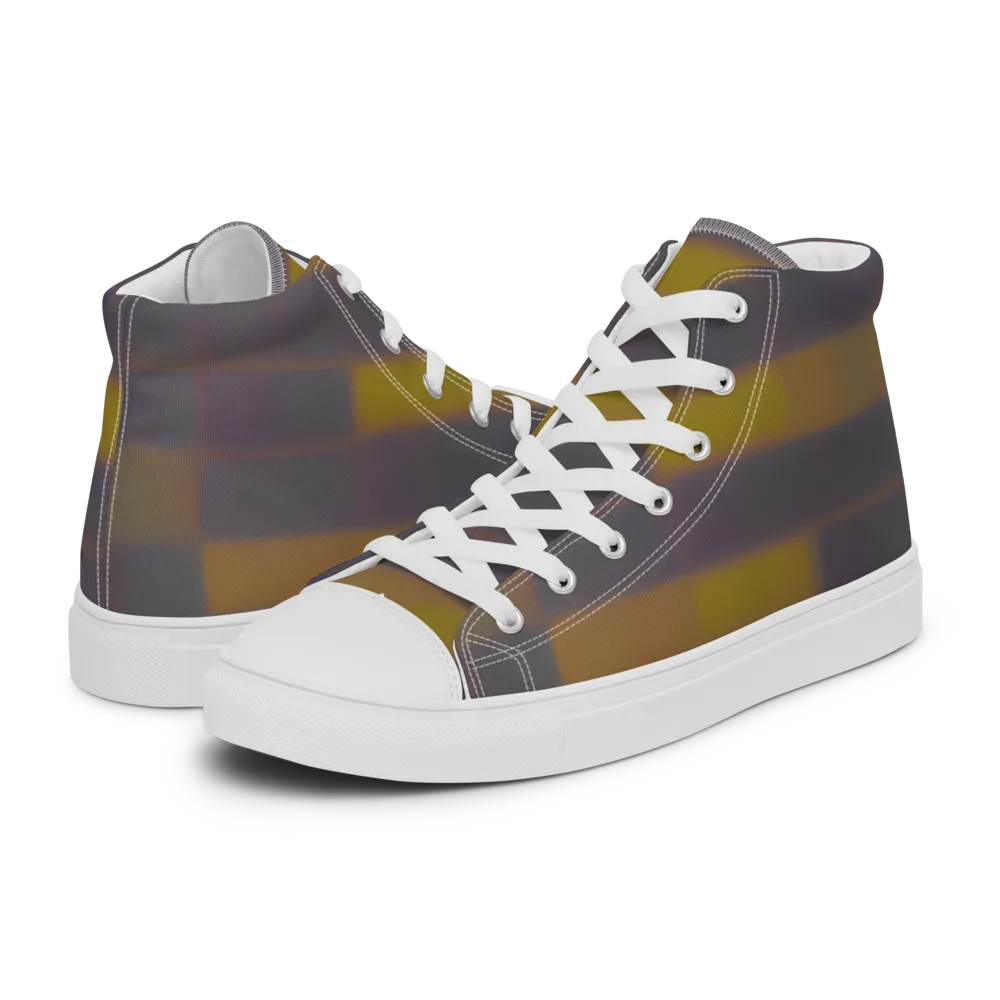 Dusky Mosaic on Women's High Top Canvas Shoes — Left