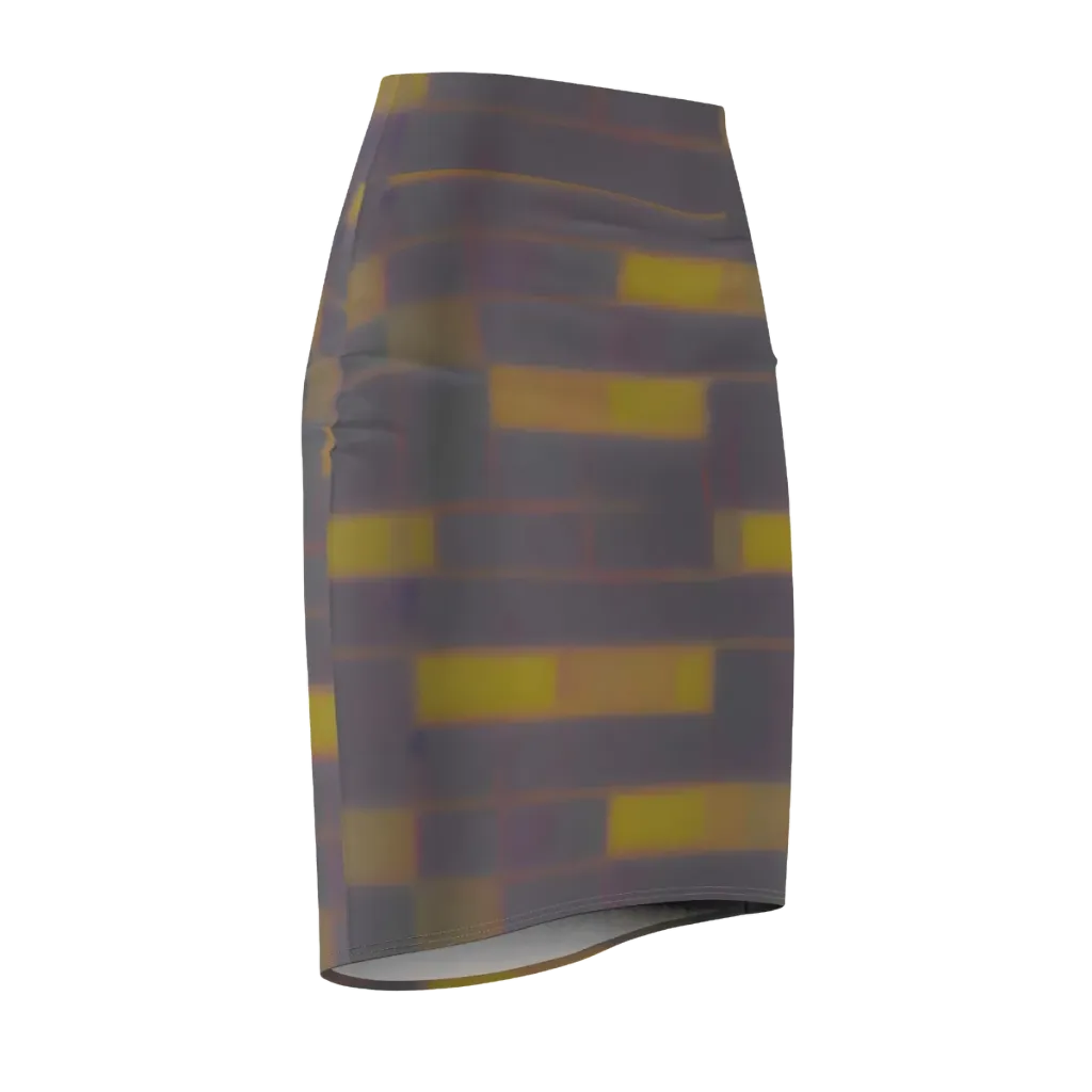 Dusky Mosaic on Pencil Skirt — Front Side