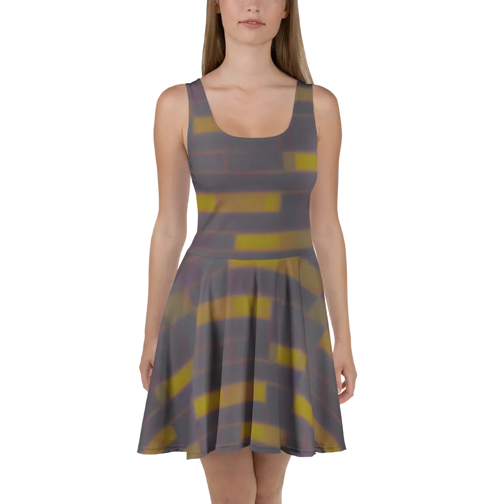 Dusky Mosaic on Skater Dress — Front