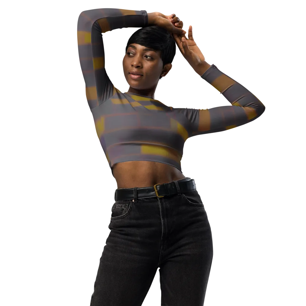 Dusky Mosaic on Long Sleeve Crop Top — Front