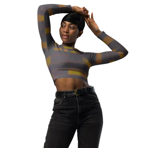 Dusky Mosaic on a Long Sleeve Crop Top
