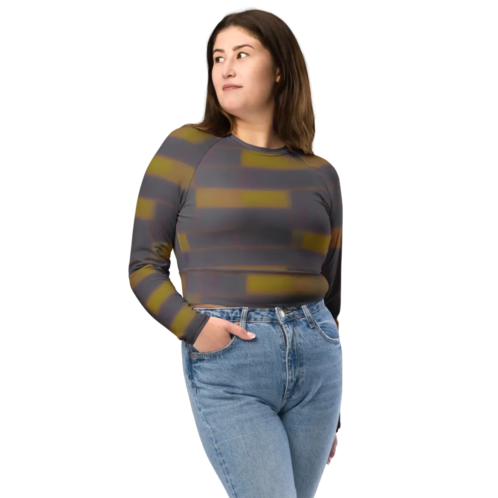 Dusky Mosaic on Long Sleeve Crop Top — Front