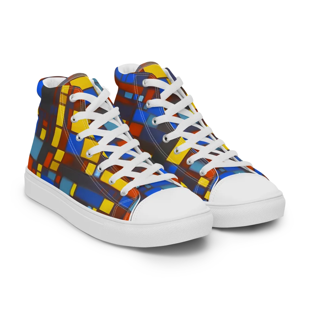 Solar Circuit on Men's High Top Canvas Shoes — Right Front