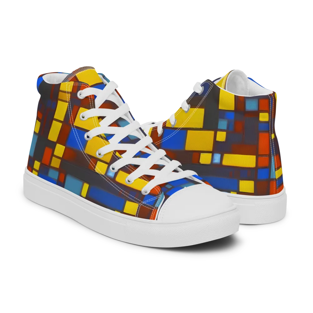 Solar Circuit on Men's High Top Canvas Shoes — Right
