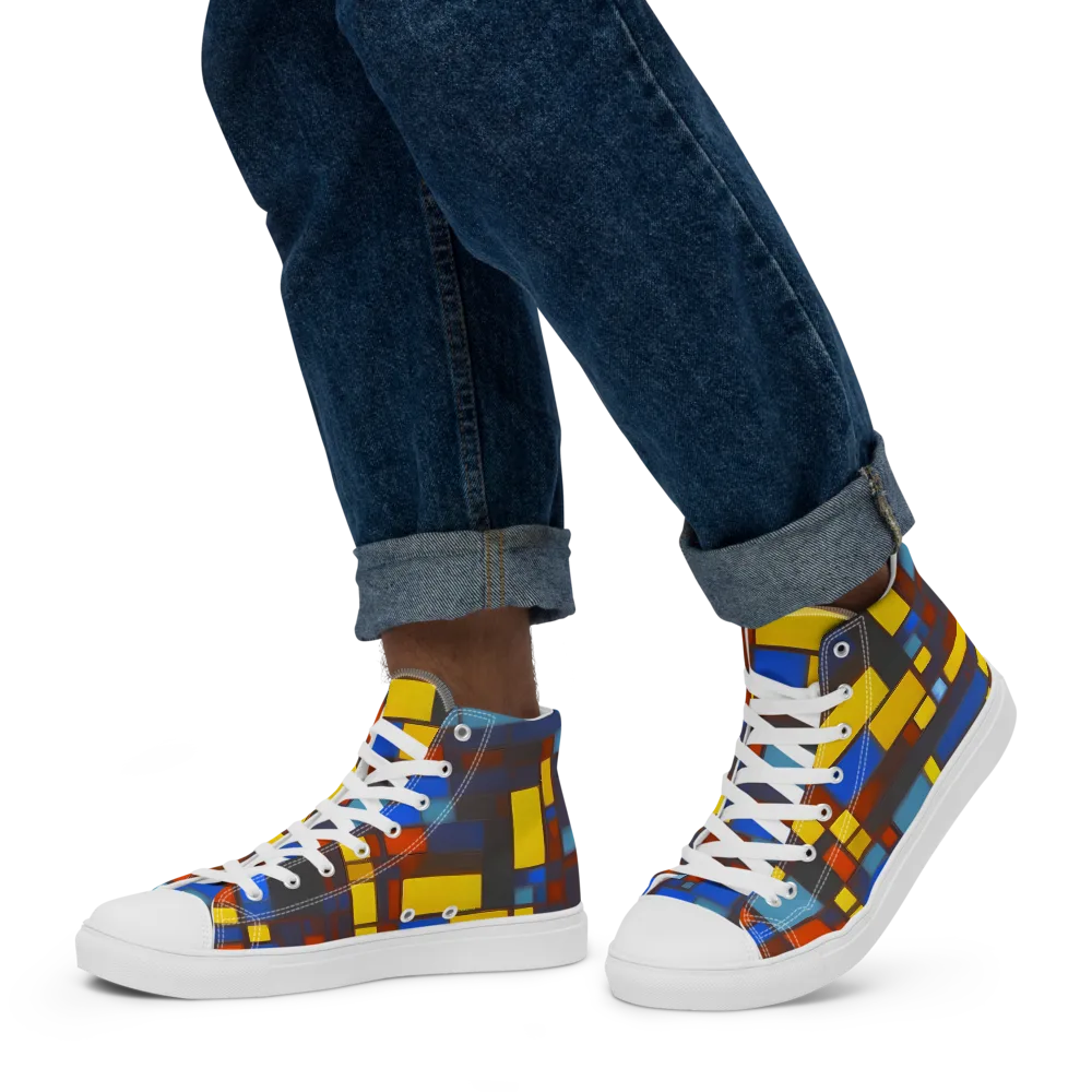 Solar Circuit on Men's High Top Canvas Shoes — Left