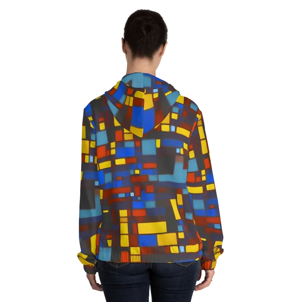 Solar Circuit on Women's Full-Zip Hoodie — Back On Person