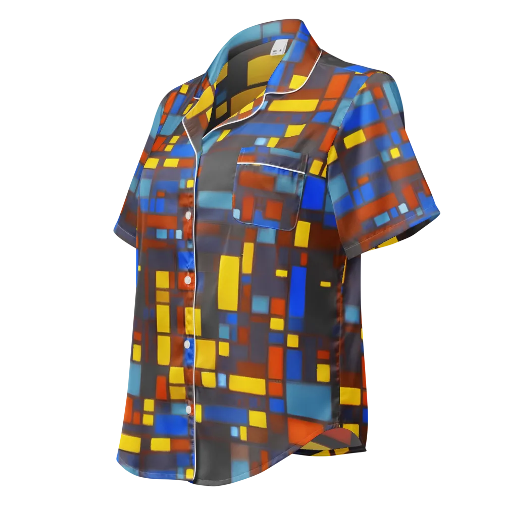 Solar Circuit on Women's Short Sleeve Pajama Top — Left Front