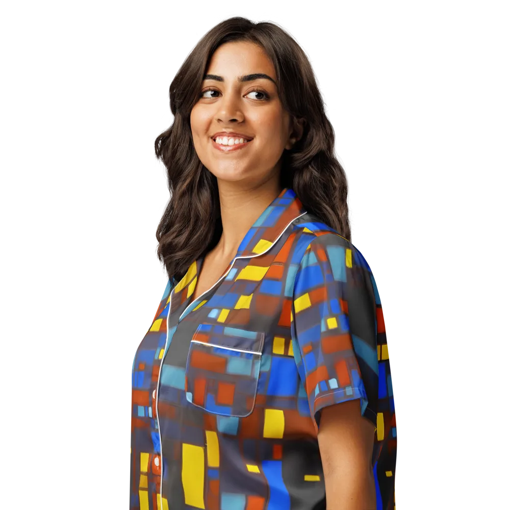 Solar Circuit on Women's Short Sleeve Pajama Top — Left Front