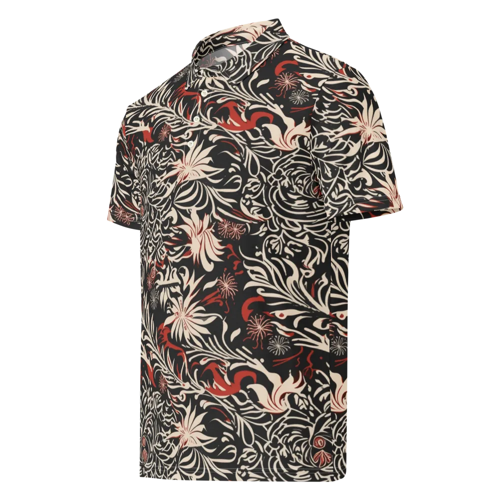 Crimson Herbarium on Men's Slim Fit Polo Shirt — Left Front