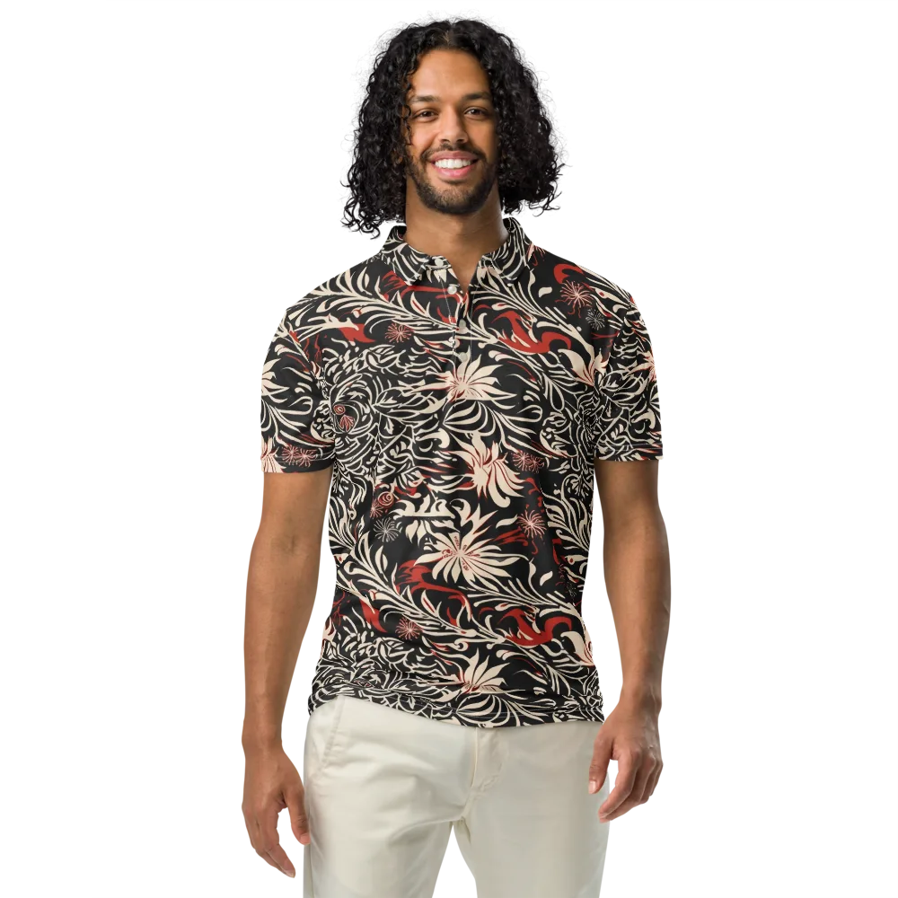 Crimson Herbarium on Men's Slim Fit Polo Shirt — Front