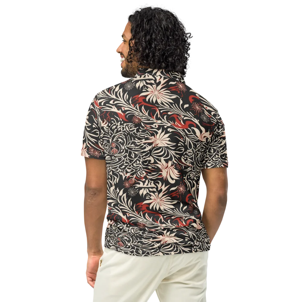 Crimson Herbarium on Men's Slim Fit Polo Shirt — Back
