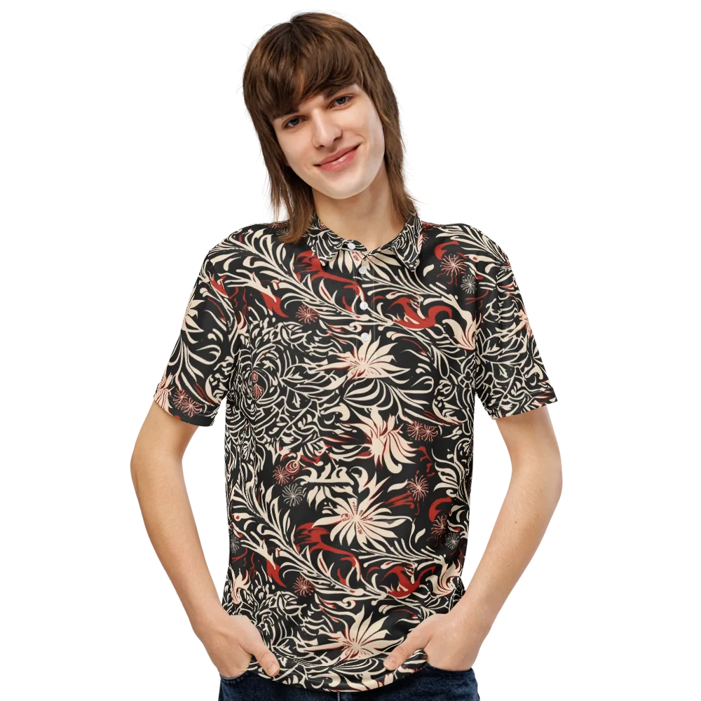 Crimson Herbarium on Men's Slim Fit Polo Shirt — Front