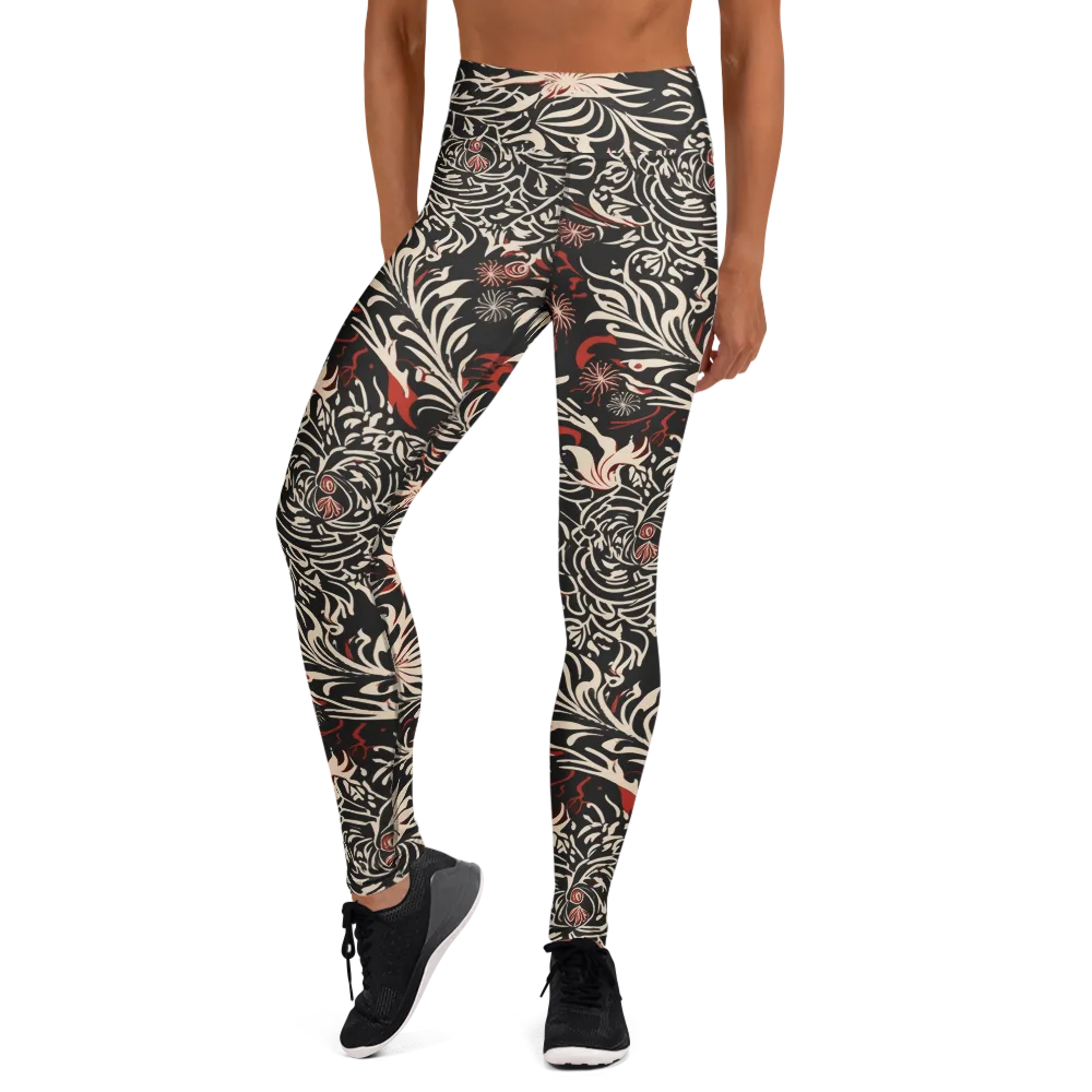 Crimson Herbarium on Yoga Leggings — Front