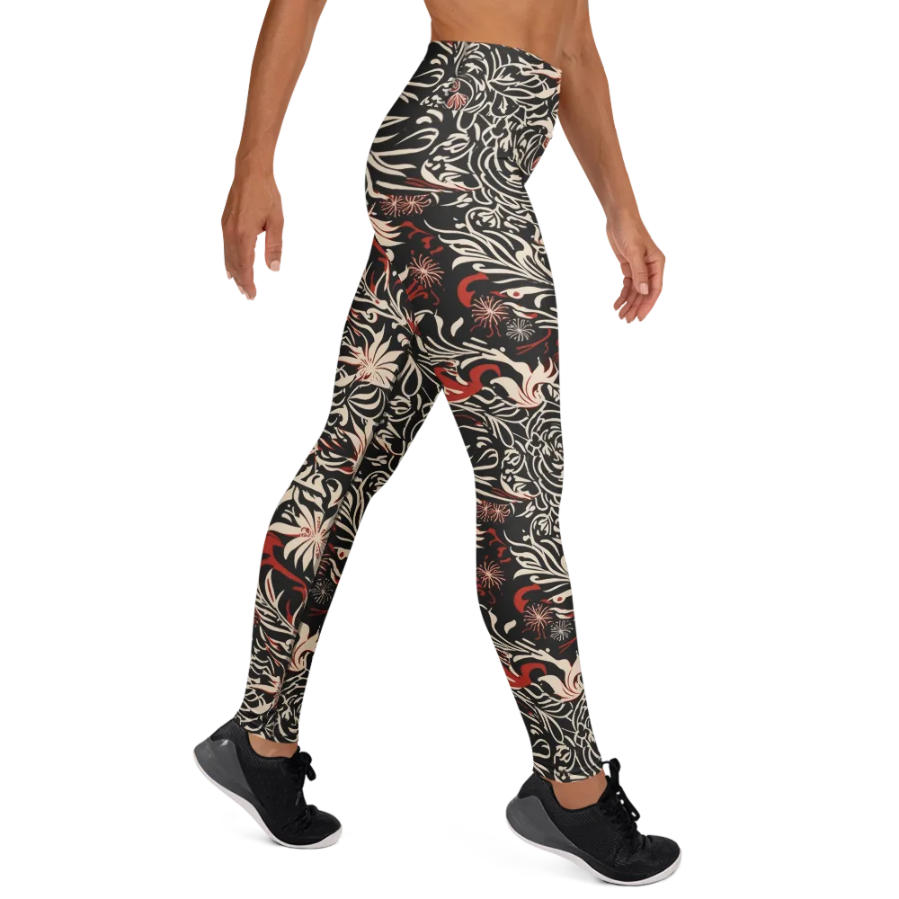 Crimson Herbarium on Yoga Leggings — Right