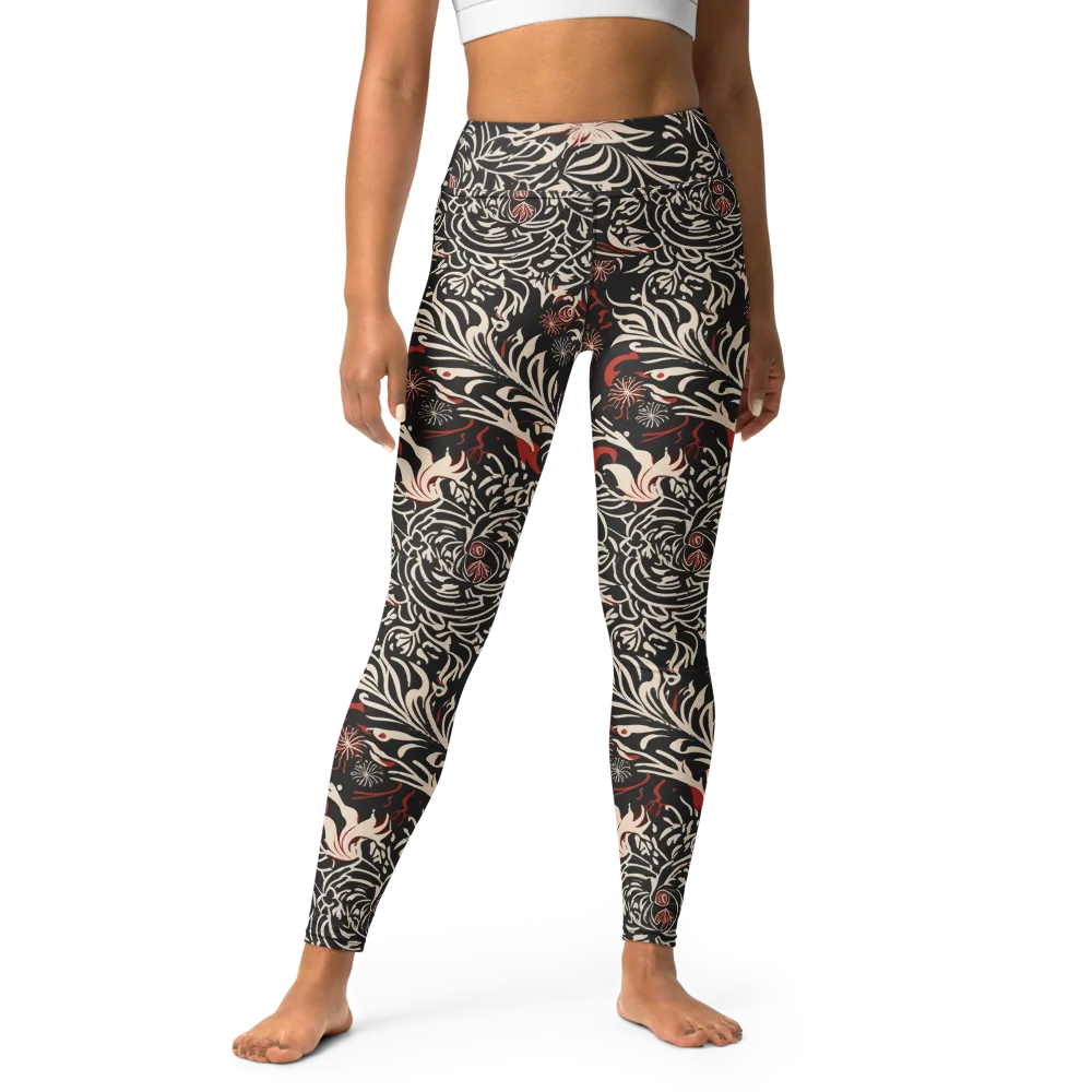 Crimson Herbarium on Yoga Leggings — Front