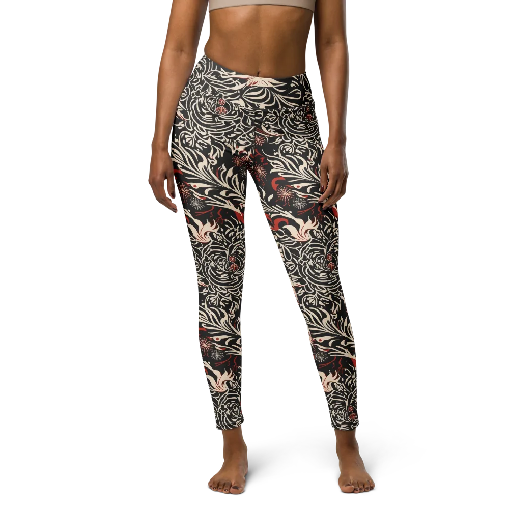 Crimson Herbarium on Yoga Leggings — Front