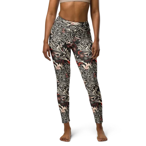 Crimson Herbarium on a Yoga Leggings