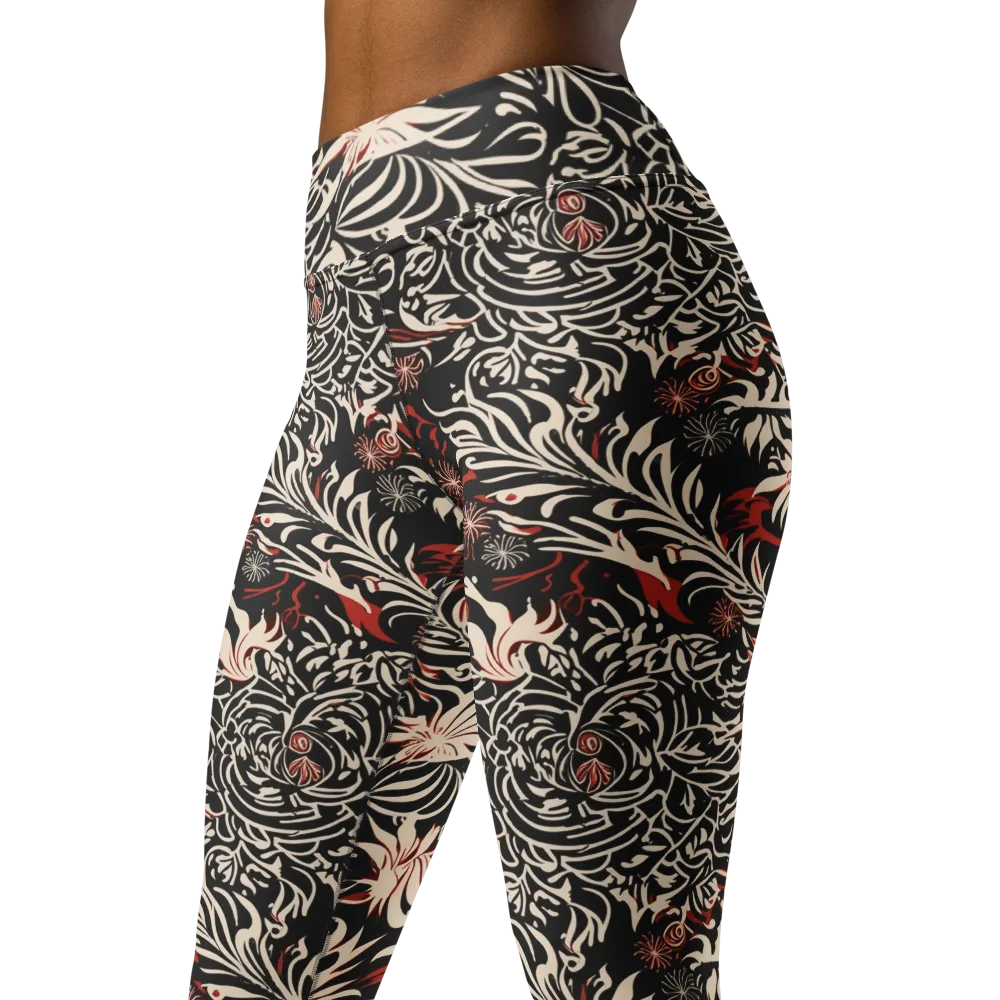 Crimson Herbarium on Yoga Leggings — Left Front