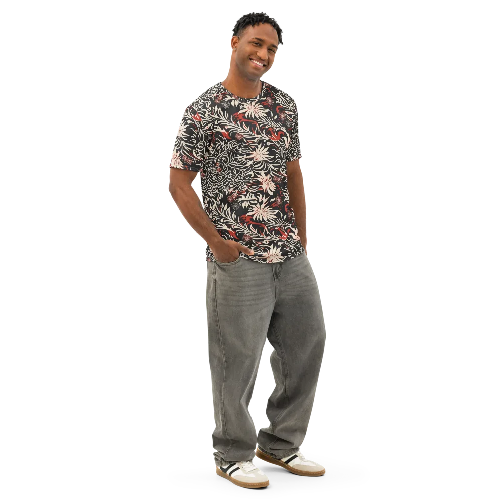 Crimson Herbarium on Men's Cotton Crew Neck T-Shirt — Right Front