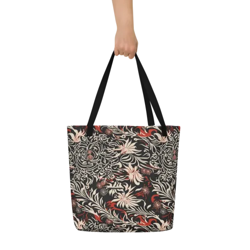 Crimson Herbarium on a Large Tote Bag W/ Pocket