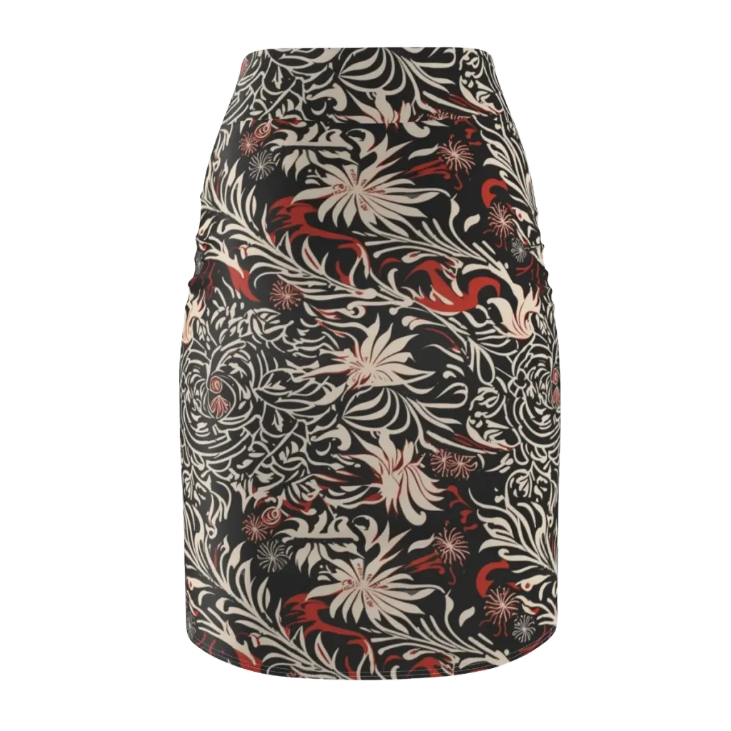 Crimson Herbarium on Pencil Skirt — Back