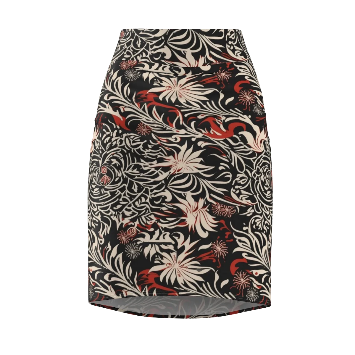 Crimson Herbarium on Pencil Skirt — Front
