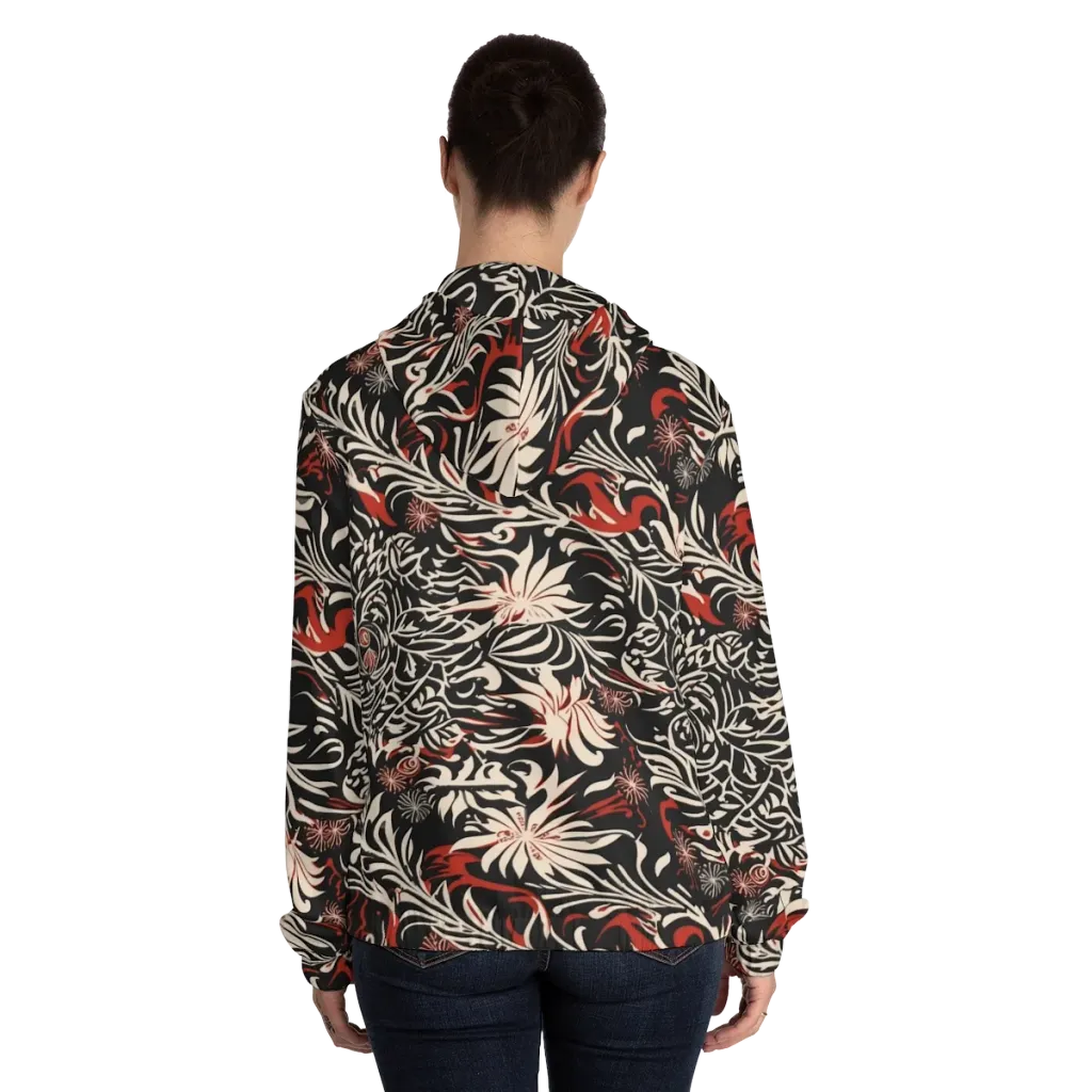 Crimson Herbarium on Women's Full-Zip Hoodie — Back On Person