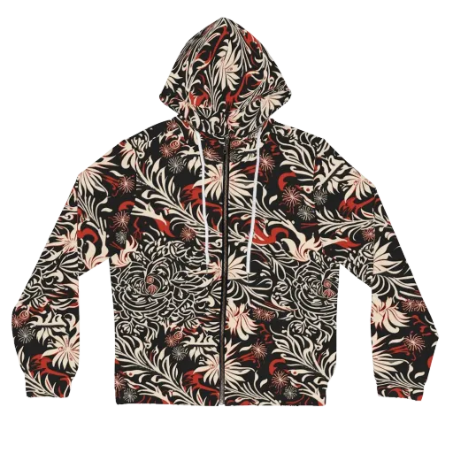 Crimson Herbarium on a Women's Full-Zip Hoodie