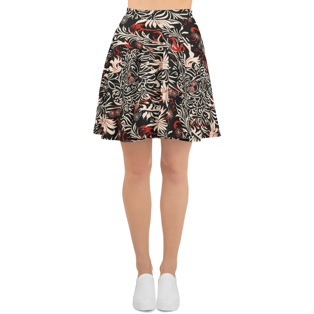Crimson Herbarium on Skater Skirt — Front