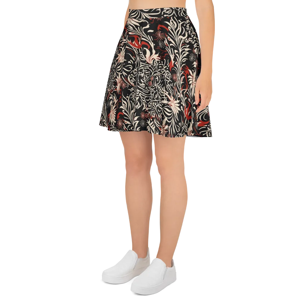 Crimson Herbarium on Skater Skirt — Left