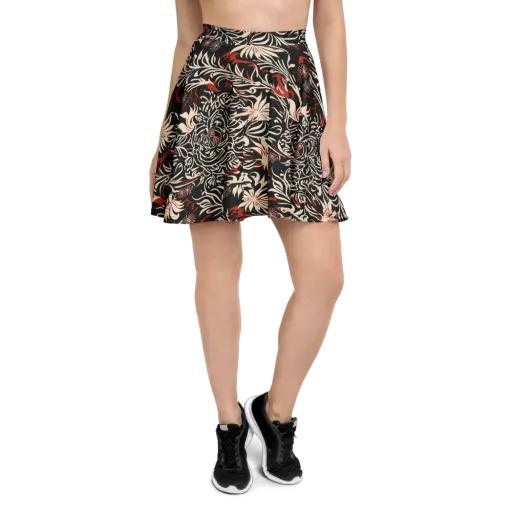 Crimson Herbarium on a Skater Skirt